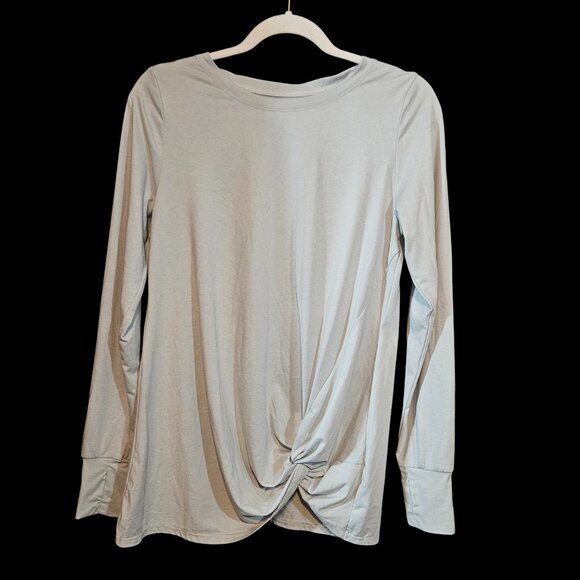 Jones New York Light Gray Long Sleeve Knot Front Top Size Medium - Picture 2 of 5